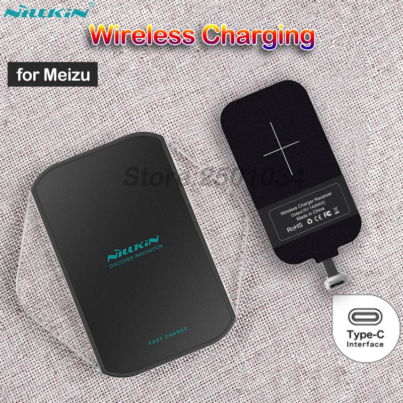 

Nillkin Qi Wireless Charging Type-C Port Receiver+Fast Wireless Charger for Meizu 15 Lite M15 Pro 5 6 6s Plus MX5 MX6