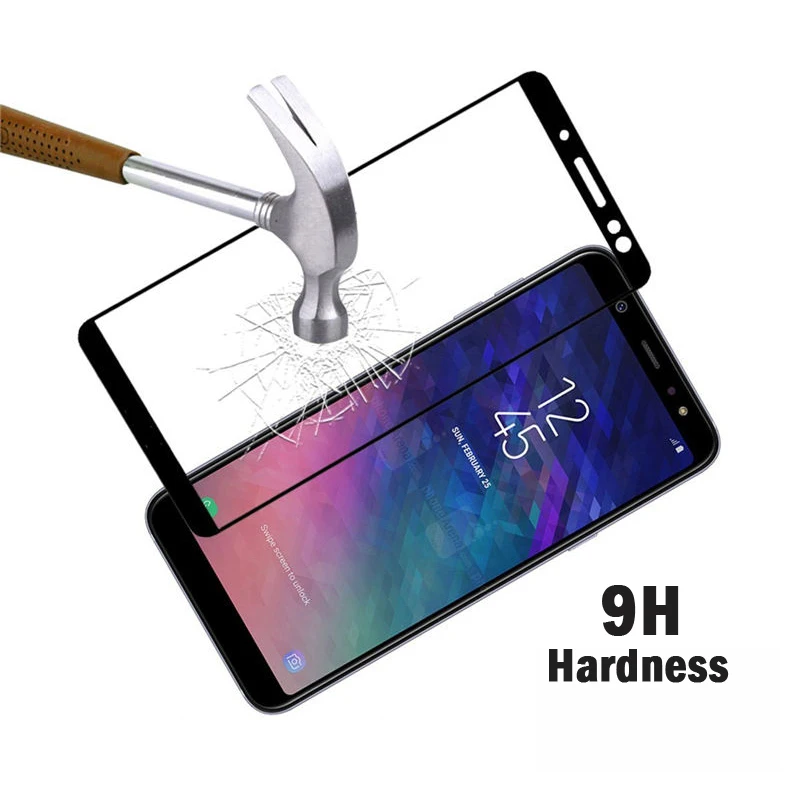 voppton 9H Tempered Glass For Samsung Galaxy A6 A6 Plus 2018 Screen Protector Film For Galaxy A8 A8 Plus 2018 Full Cover Glass  (5)