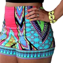 Pantalones Cortos de verano 2016 de Bohemia Del Estilo de Impresión Delgada Cintura Elástica Playa Mujeres Más Cortocircuitos del Tamaño Pantalones Cortos Mujer