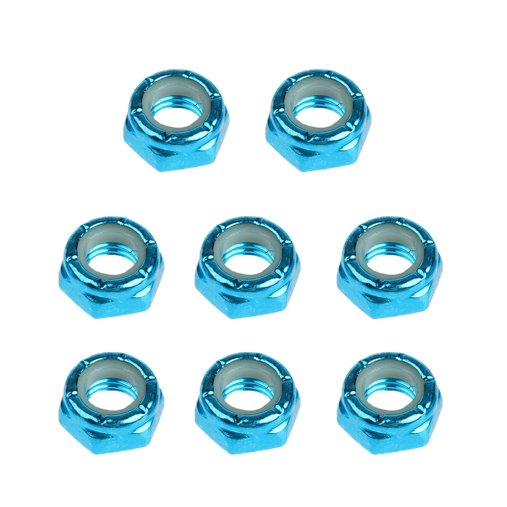 8pcs Pack Durable Skateboard Longboard Trucks Wheels Replacement Axle Nuts Hardware for Longboard Repair