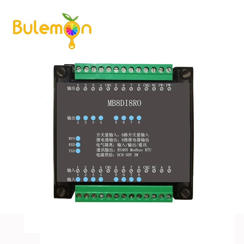 

8DI/8RO 8 Road digital isolation input 8 road relay digital output data acquisition module RS485 Modbus communication