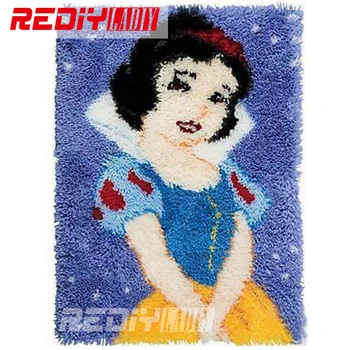 

Latch Hook Rug Wall Tapestry Acrylic Yarn Embroidery Cushion DIY Carpet Rug Princess Cartoon Printed Floor Mat for Living Room