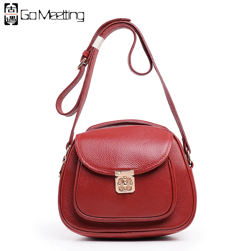 Go Meetting Genuine Leather Women Shoulder Bag High Quality Cowhide Women's Crossbody Bags Brand Design Small Messenger Bag WD9