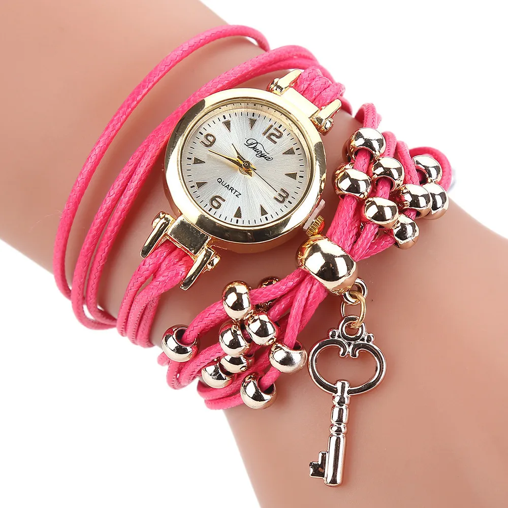5002 часы женские Популярные Кварцевые часы роскошный браслет цветок наручные часы с драгоценными камнями reloj mujer Новинка горячая распродажа - Цвет: hot pink