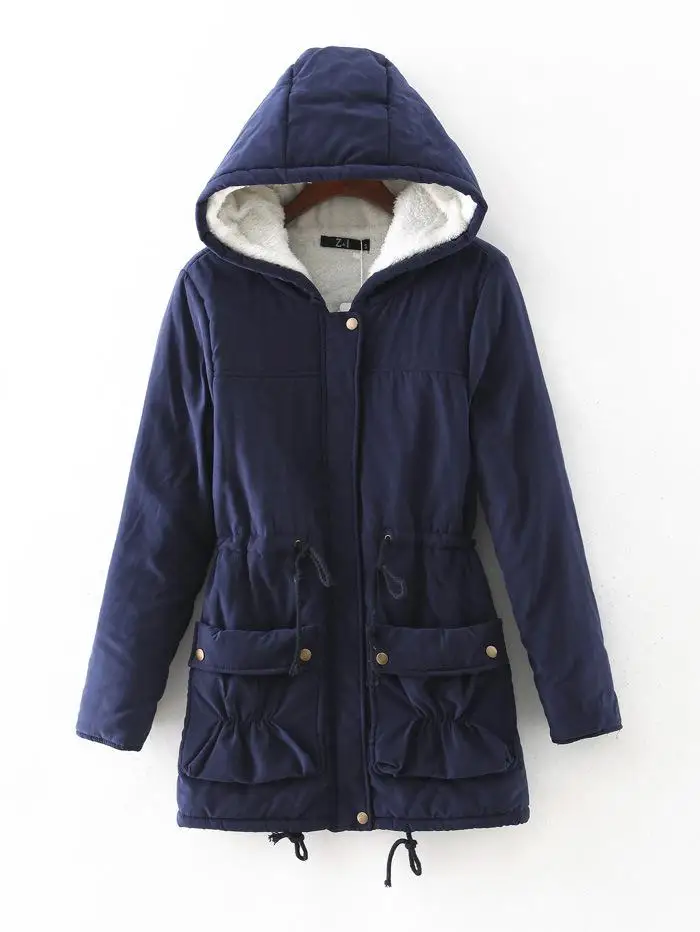Lusumily Новинка, зимние женские куртки, хлопковое Стеганое пальто, длинные тонкие парки с капюшоном, повседневное стеганое одеяло, зимняя верхняя одежда, теплое пальто - Цвет: Blue