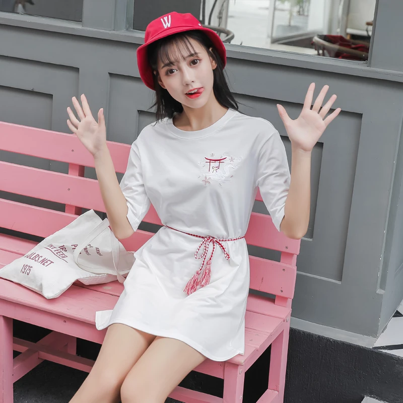 

Women's T-shirts Tops Japan Kawaii Ladies Retro Casual Embroidery Sacrifice Long T-shirt Female Korean Harajuku Clothe For Women