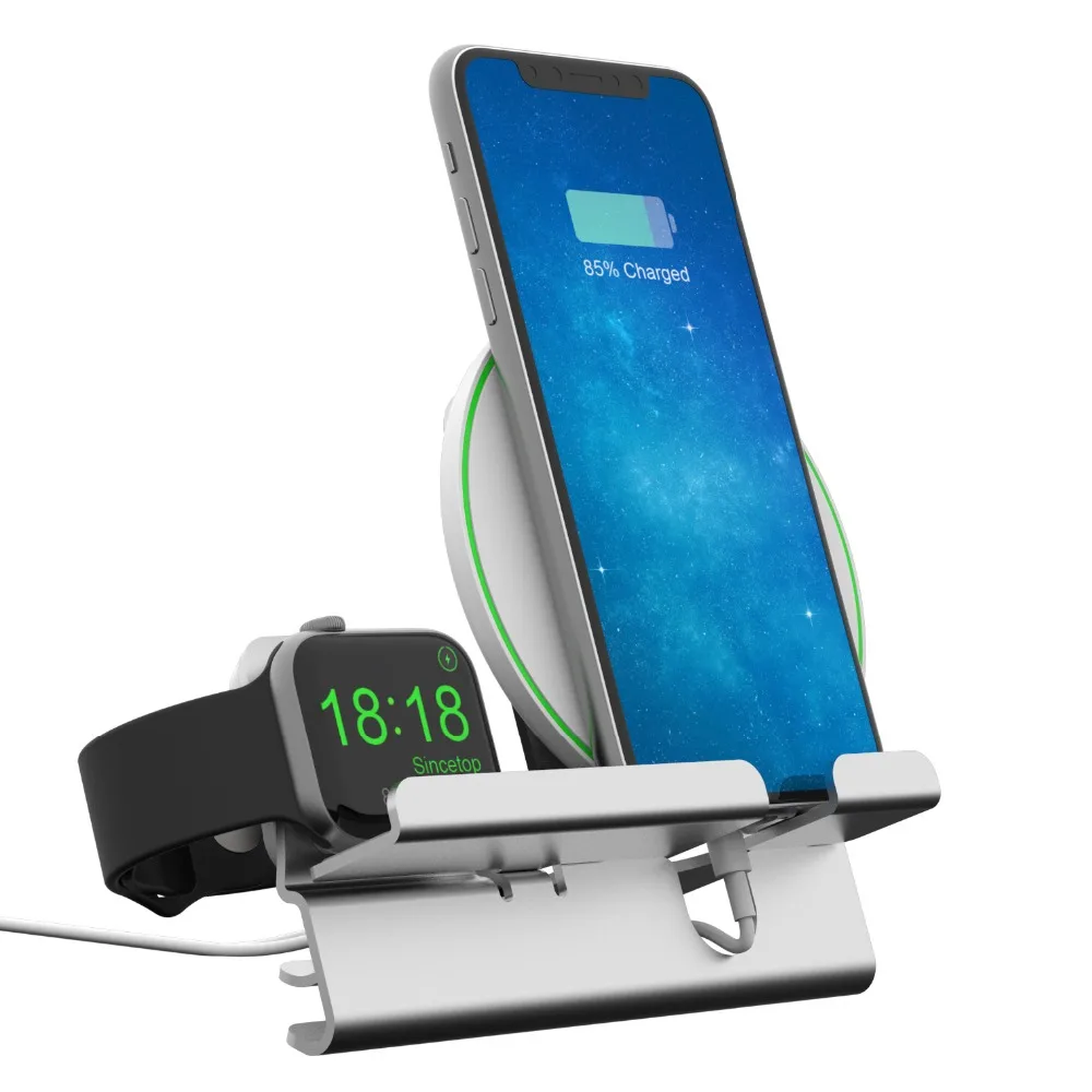 

2 in 1 Fast Charging Qi Wireless Charger for Apple watch 1 2 3 4 For iPhone XS Max XR X 8 Plus For Samsung S9 Note 9 For Xiaomi