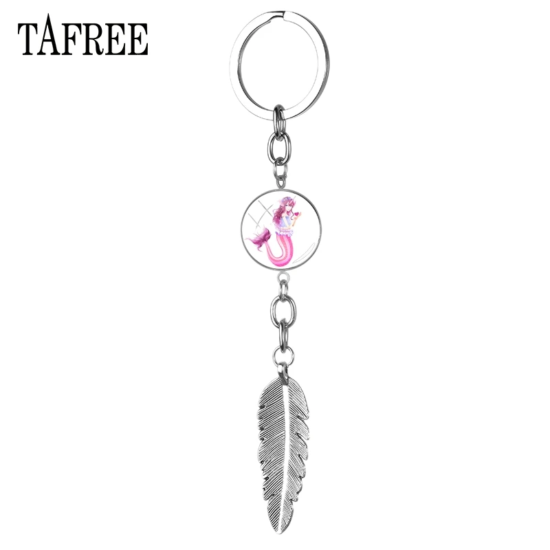 

TAFREE Mermaid Elves & Bird Feather Wing Keychains New Fashion Keychain Key Ring Key Holder Car Key Friendship Pendants Jewelry
