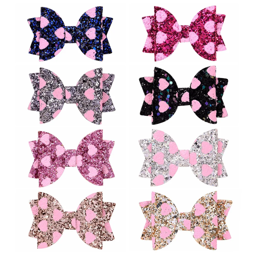 

3 inch Handmade Dots Sequins Litlle Girls Hair Bows Clip Shiny Glitter Cute Hairpins Daily School Barrettes Headwear Accessoires