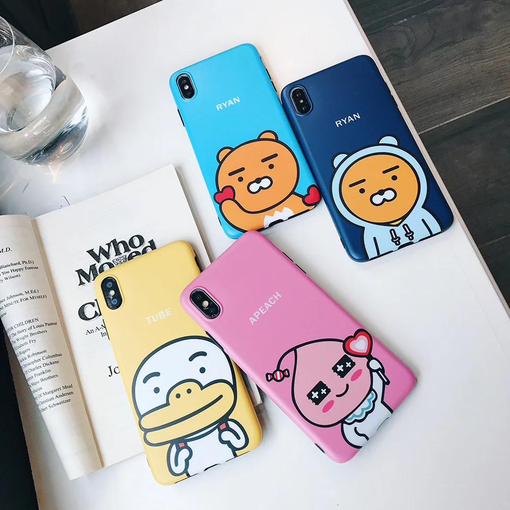 

Korea KAKAO for IPhone 6 Case 6S 7 8 Plus Case Silicone Cute Shin Chan Soft IMD Back Cover for IPhone X XS MAX XR Case