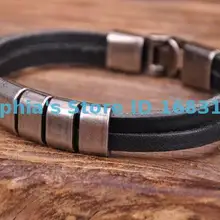 G117 классные черные металлической застежкой Surfer кожаный мужской браслет наручная повязка наручник