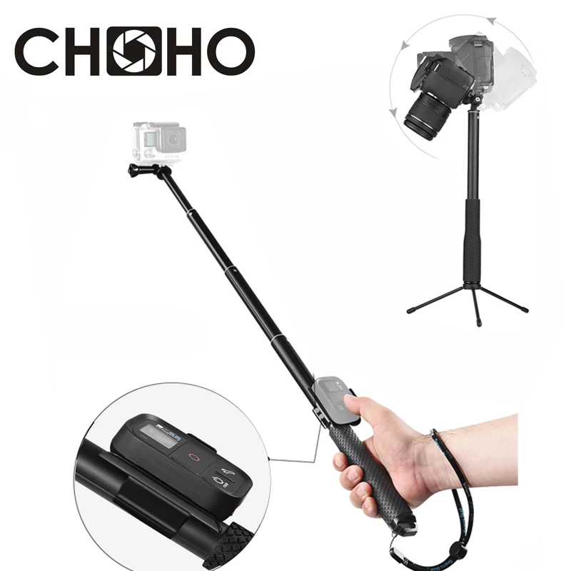 

Self Stick Selfie Sticks Handheld Tripod Stand Waterproof Monopod + Remote Case for Gopro HERO 7 6 5 4 xiaomi yi 4K Accessories