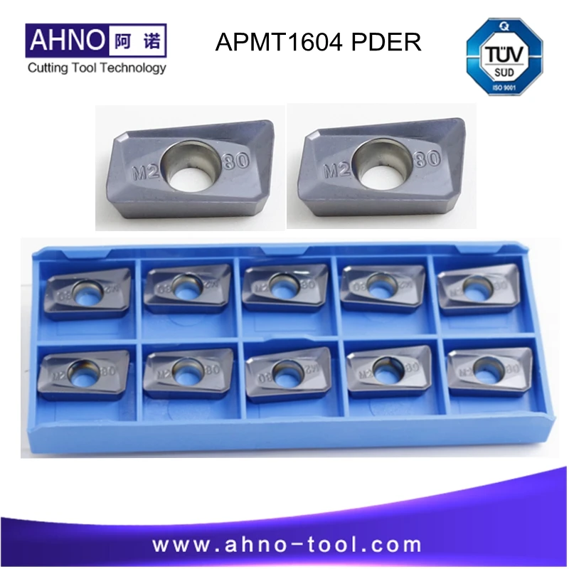 APMT1604 PDER M2 10 шт./лот AHNO CNC Solide Карбид Индексируемые фрезерные Вставляет инструменты для лица Мельница BAP 400R и RAP75