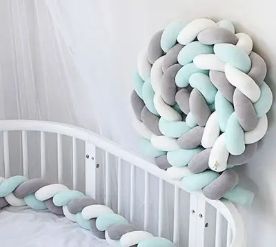 3M Grey White Green 300 см детская кровать бампер 3 оплетка nody DIY Новорожденные бортики в детскую кровать Защитная кроватка бамперы для младенцев вязаная Подушка твист Подушка ZT23 - Цвет: 3M Grey White Green