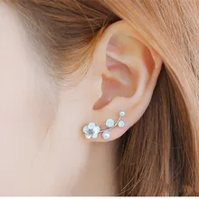 Новинка, модные серьги-гвоздики с искусственным жемчугом и цветочным дизайном, серьги-подвески, элегантные серьги серебристого и золотистого цвета E0321