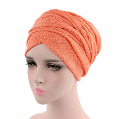 New Design metallic line Muslim Skullies& Beanies Stretch cloth headgear cap for women luxury brand head scarf African wrap hat - Цвет: A