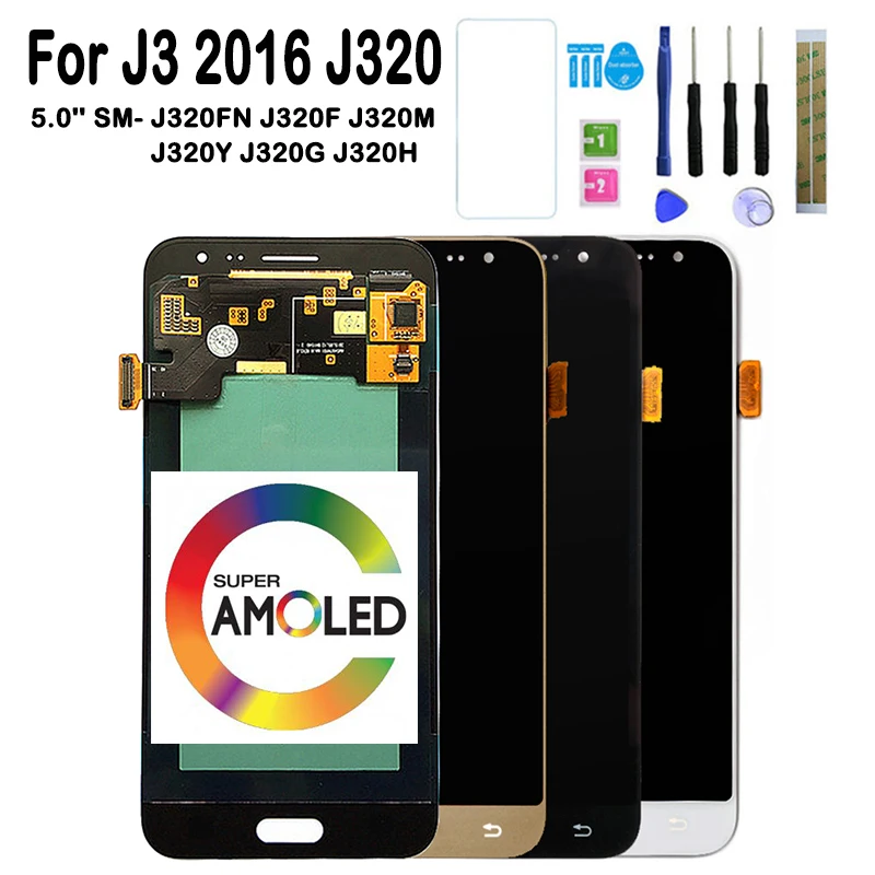 

J320 LCD For Samsung Galaxy J3 2016 J320 J320F J320FN J320A J320 /DS AMOLED LCD Display Touch Screen Digitizer Assembly