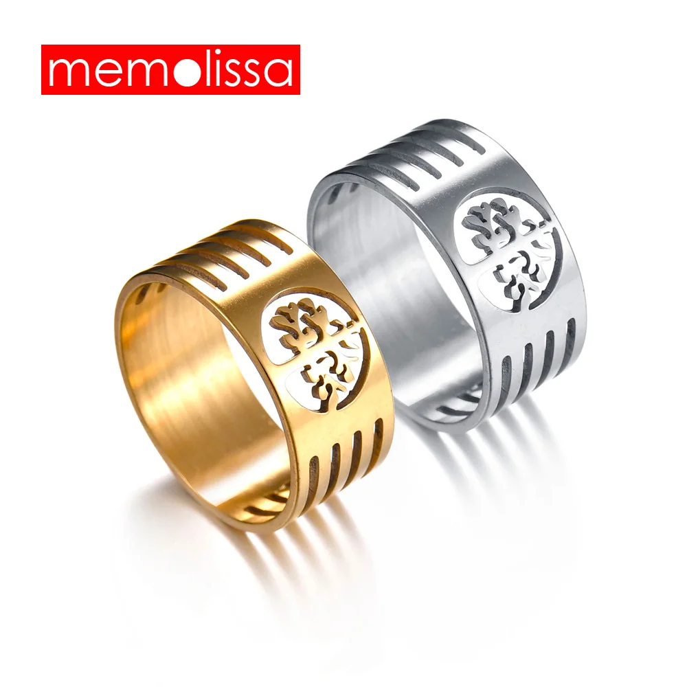

MeMolissa Punk Gold/Silver Color 316L Stainless Steel Wisdom Tree Tree Of Life Rings For Men Jewelry FULL Size 7-11
