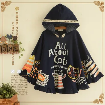 

cat hoodie cloak outerwear print chaquetas de mezclilla mujer fringe kimono abrigo mujer fall sequin ladies flight coat jacket