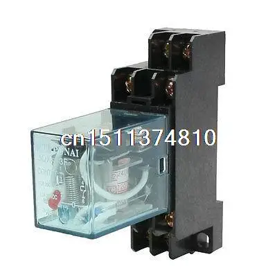 

JQX-13F DIN Rail 220/240AC Coil DPDT 8P General Purpose Power Relay w Base