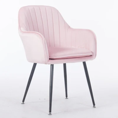 Нордический стиль кованого железа макияж стул спальня стул для маникюра спинка роскошный стул для столовой - Цвет: pink black leg