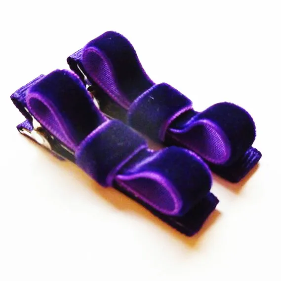velvet hair bow clips1
