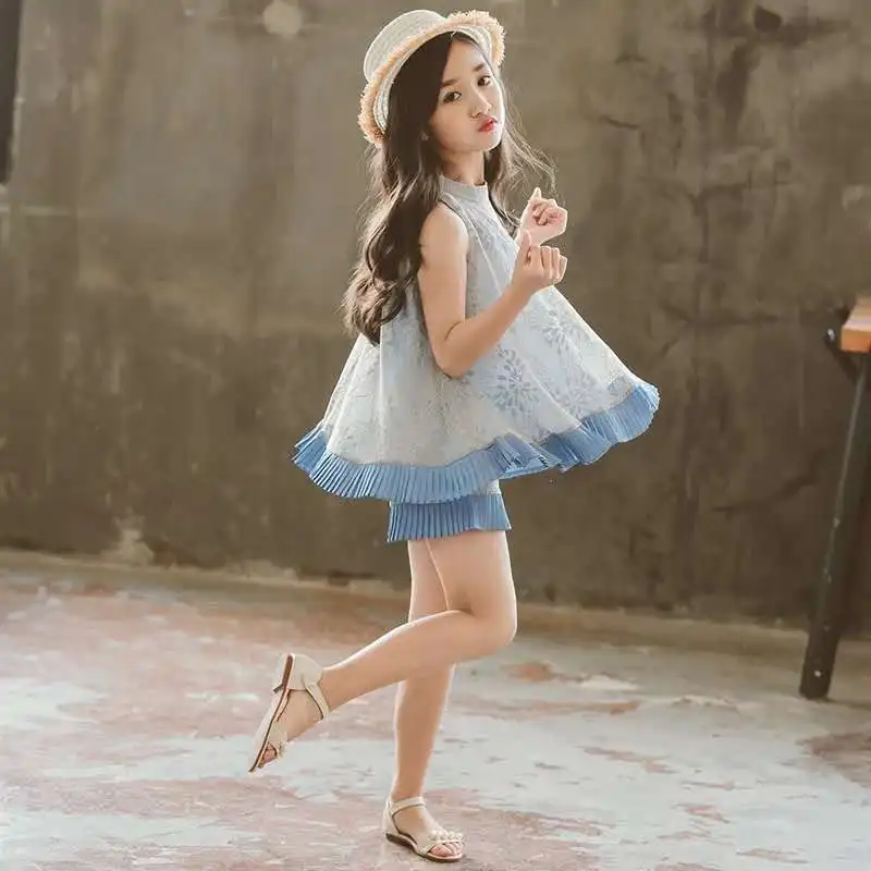

Girls' suit 2019 new summer fashion two-piece set1886353129