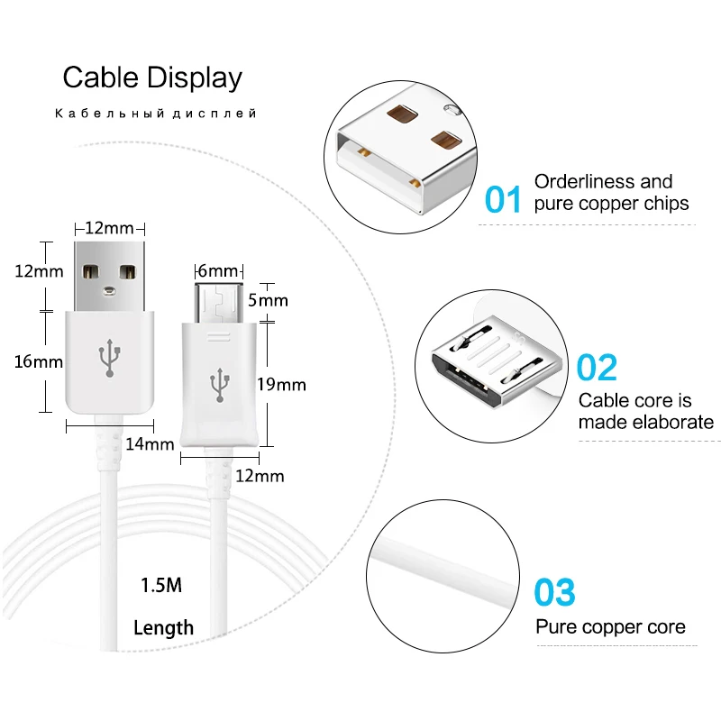 Кабель для быстрой зарядки samsung, 1,5 м, 2 А, Micro USB кабель, соединитель для конвертера, для смартфона, для зарядки автомобиля, Galaxy S6, S7 edge, note 4, 5