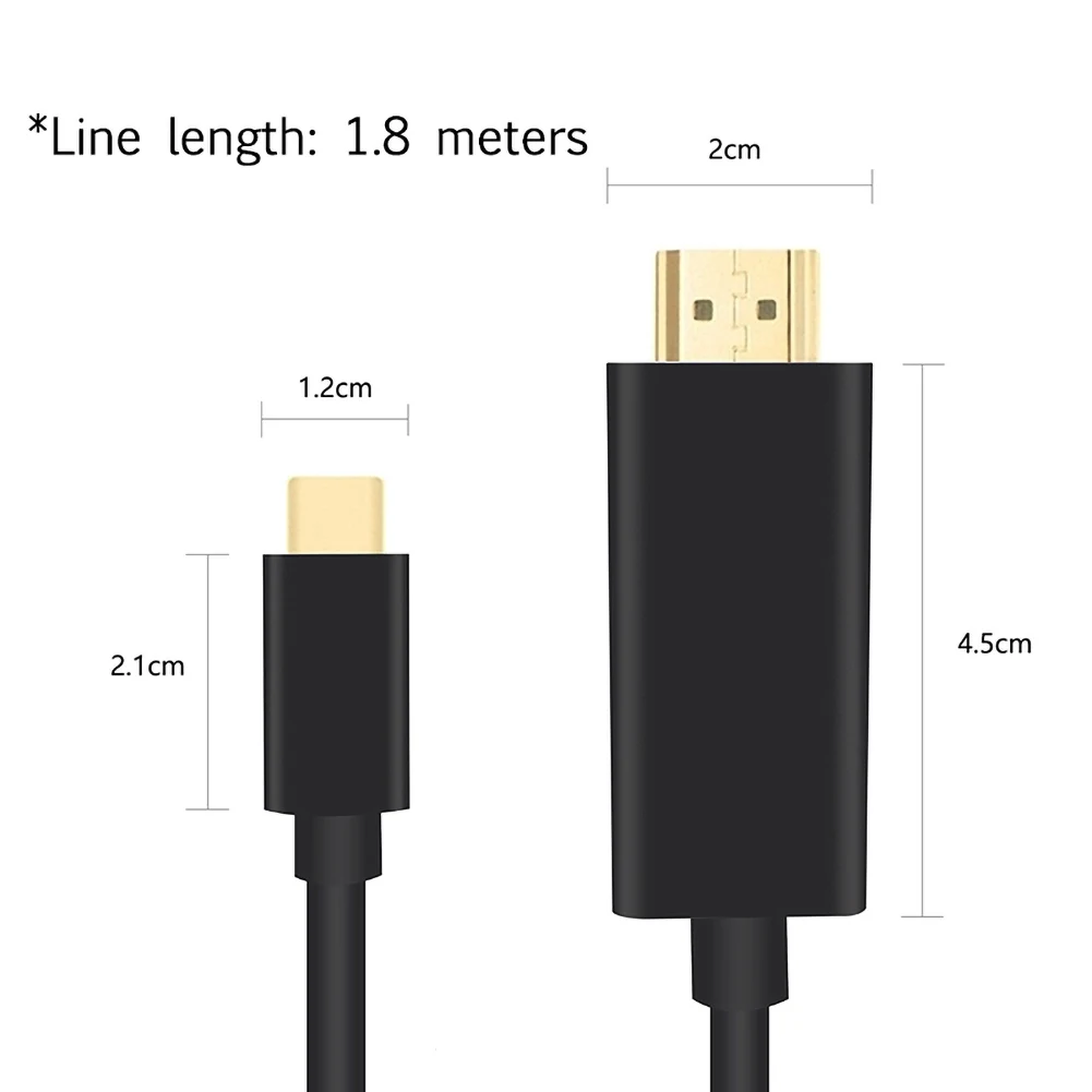 Черный Usb type-c к Hdmi конвертер адаптер телефон подключение к ТВ кабель HDTV видео преобразователь для Macbook samsung huawei LG G5 G6 ULTRA