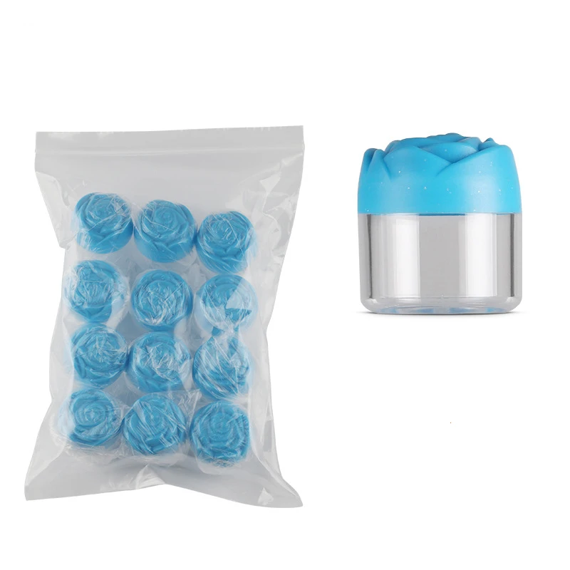 12pcs Cosmetics Jar Box Makeup Cream Refillable Storage Pot Container Round Bottles Portable Transparent Case With Rose Cover