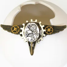steampunk jewelry gothic bird skull head wings watch gears collar brooch pins metal men women fashion vintage cool jewelry DIY