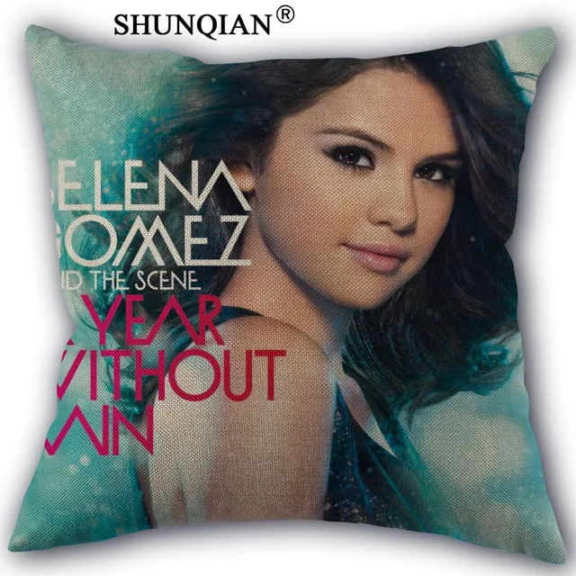selena gomez Pillowcase Cotton Linen Square Zippered Pillow Cover