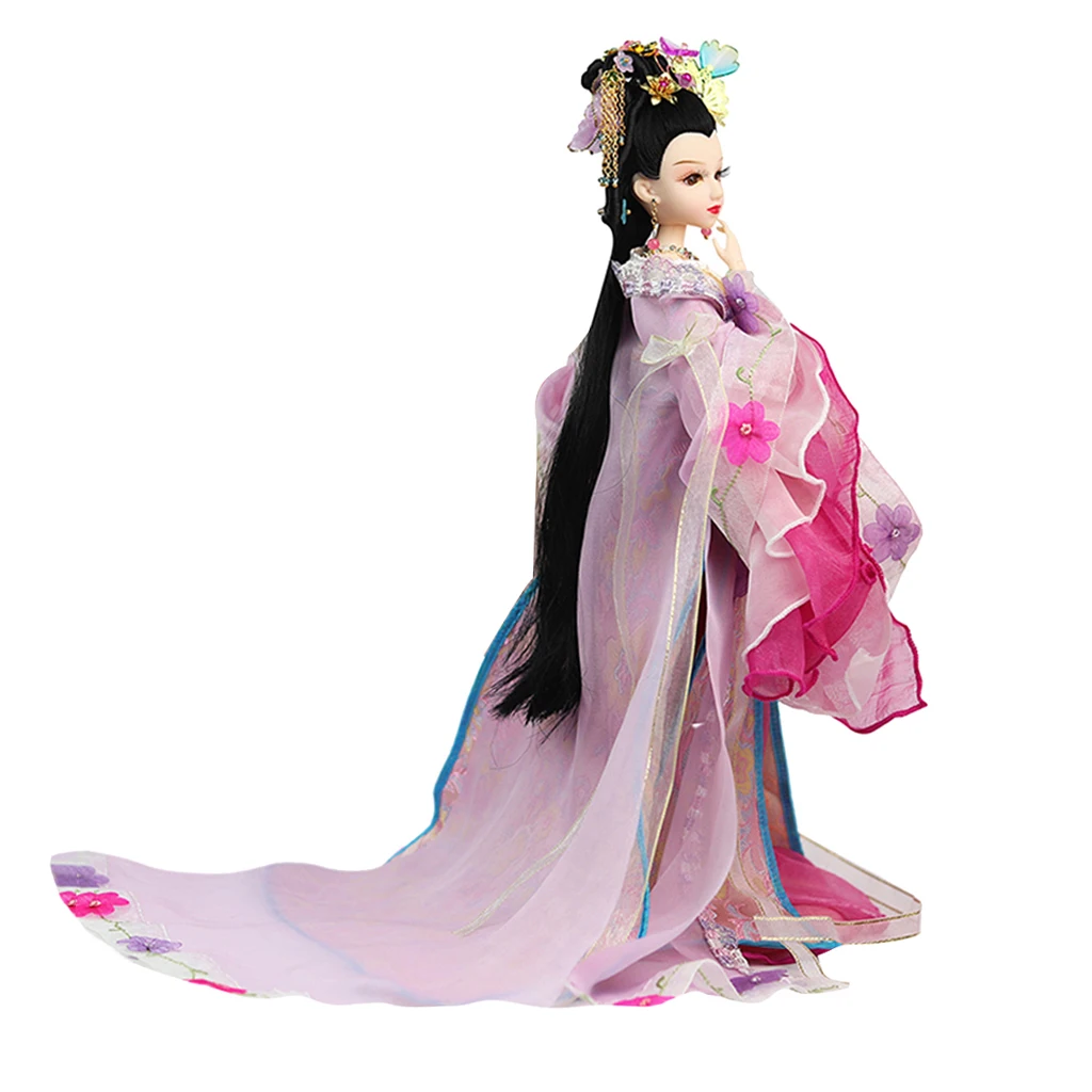 Vintage Gown Clothes Dolls Flexible Joints Vinyl Body Doll Oriental Chinese Ancient Costume Doll Kids Toys Pink