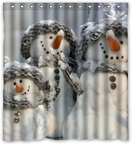 

Winter Holiday Merry Christmas snowman Bath Curtains Customized 160x180cm Waterproof Shower Curtain Bathroom Curtains Home Decor