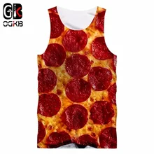 OGKB жилет мужская летняя новая стильная Изысканная 3D жилет принт красная пицца личность одежда унисекс летняя рубашка без рукавов