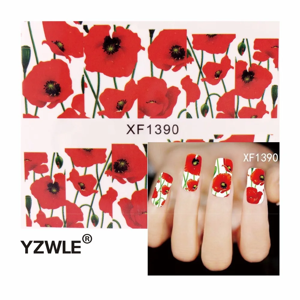 

YZWLE 1 Sheet Chic Flower Nail Art Water Decals Transfer Stickers Splendid Water Decals Sticker(YZW-1390)