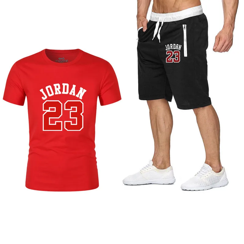 Комплект из двух предметов для мужчин наряды jordan 23 Футболка Шорты летом короткий набор спортивный костюм мужской спортивный костюм