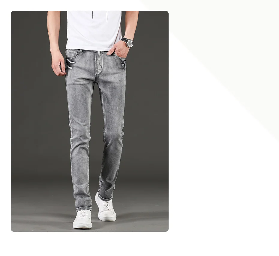 Бренд Drizzte, мужские летние джинсы, модные Стрейчевые дымчатые серые джинсы, мужские облегающие джинсы, брюки, размер 30, 32, 34, 35, 36, 38, джинсы