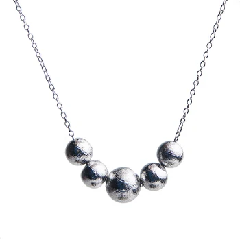 

100% Genuine Moldavite Gibeon Iron Meteorite Moldavite Gemstone 5 Beads Silver Jewelry Pendant Necklace 6-10mm For Woman Man