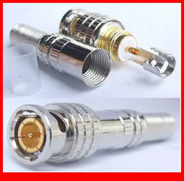10PC Spring Male BNC RG59 RG6 Coaxial Cables Soldering Connector for