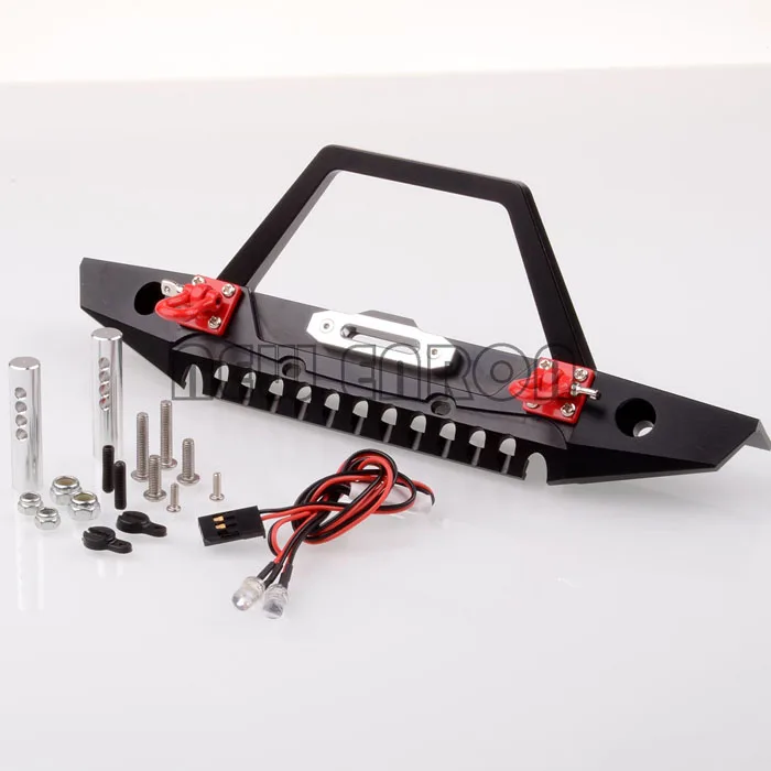 

CNC RC 1/10 AXIAL SCX10 Crawler Metal Front Bumper Spare Tire Carrier LED