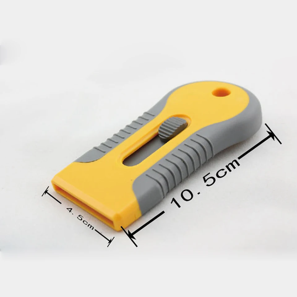  Free Shipping Vinyl Tool Yellow Mini Razor Scraper Spatula Scraper With Razor Blade For Gule Removi