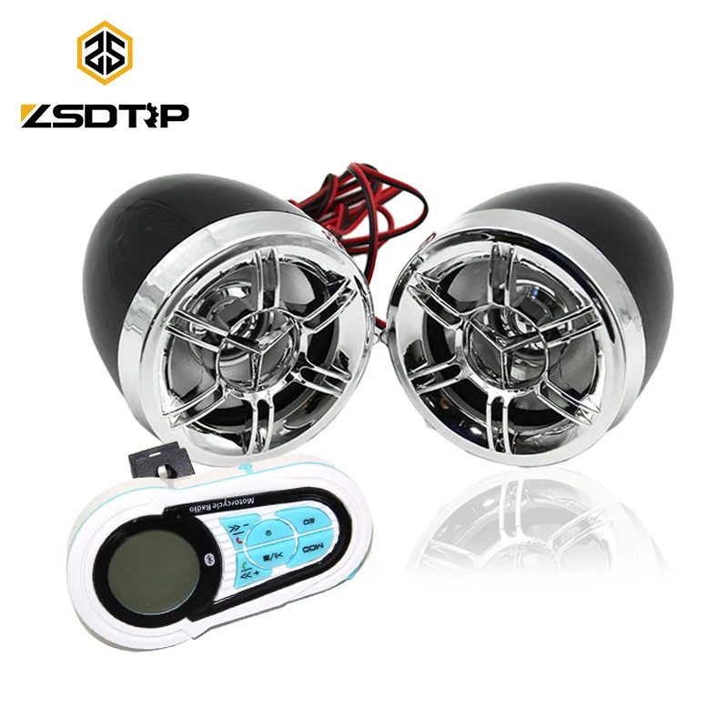 

ZSDTRP Motorcycle Handlebar Bluetooth MP3 Player Speakers Motor Bike Audio Sound System USB TF FM Radio Stereo Music Speakers