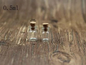 

200pcs 12*18mm 0.5ml clear mini glass vial bottle container jars with cork stopper message jars wedding decor jewelry pendant