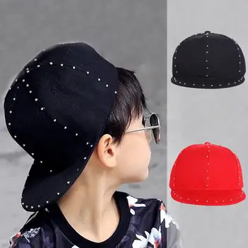 

2019 Red Black Baseball Cap with rivet Kids Outdoor Fashion Hats Caps for Boys
