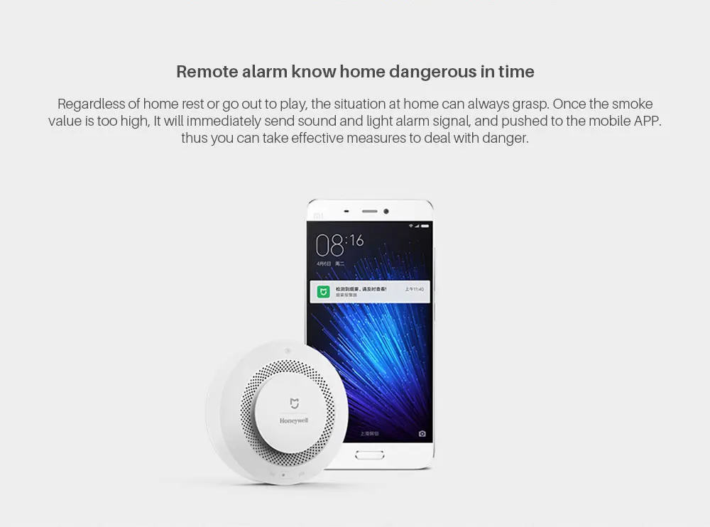 Xiaomi Mijia Honeywell пожарная сигнализация детектор дыма звуковой и визуальный сигнал работы с шлюзом 2 умный дом пульт дистанционного управления