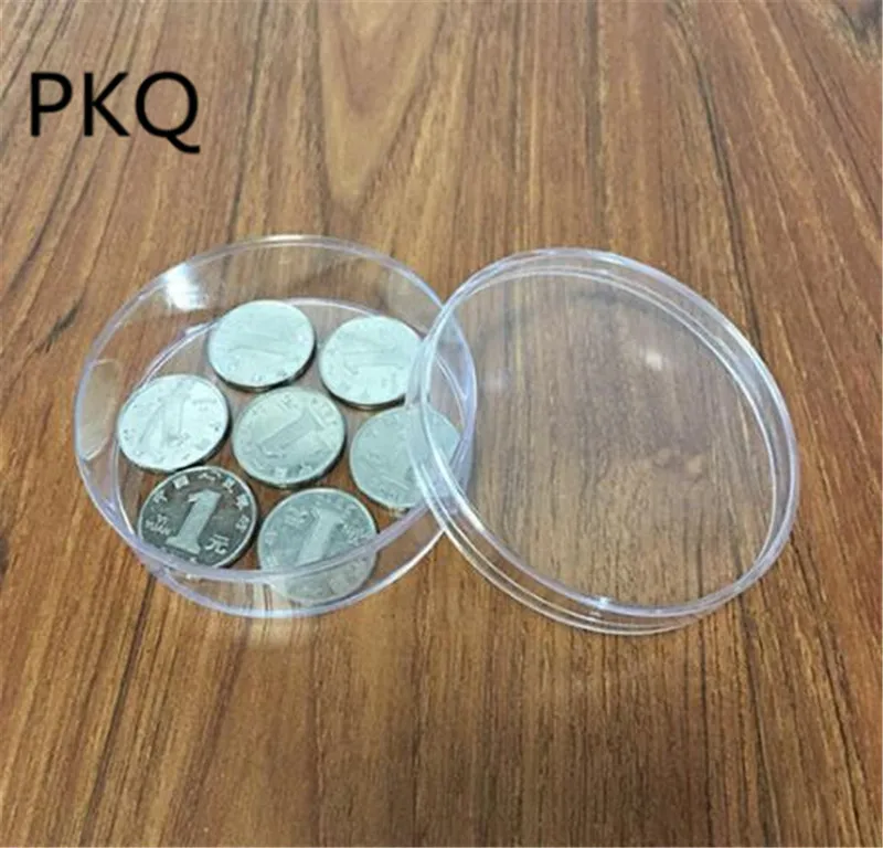 

20pcs/lot 8.2x3.1cm Round Transparent Plastic Storage Boxes Coin Capsules Case Gift Boxes Earring Holder Cosmetic Makeup Case