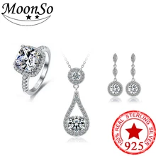 Moonso Многоцветный CZ камень свадебные обручение Настоящее серебро 925 Подлинная Имитация Ювелирные наборы для женщин LJ901S