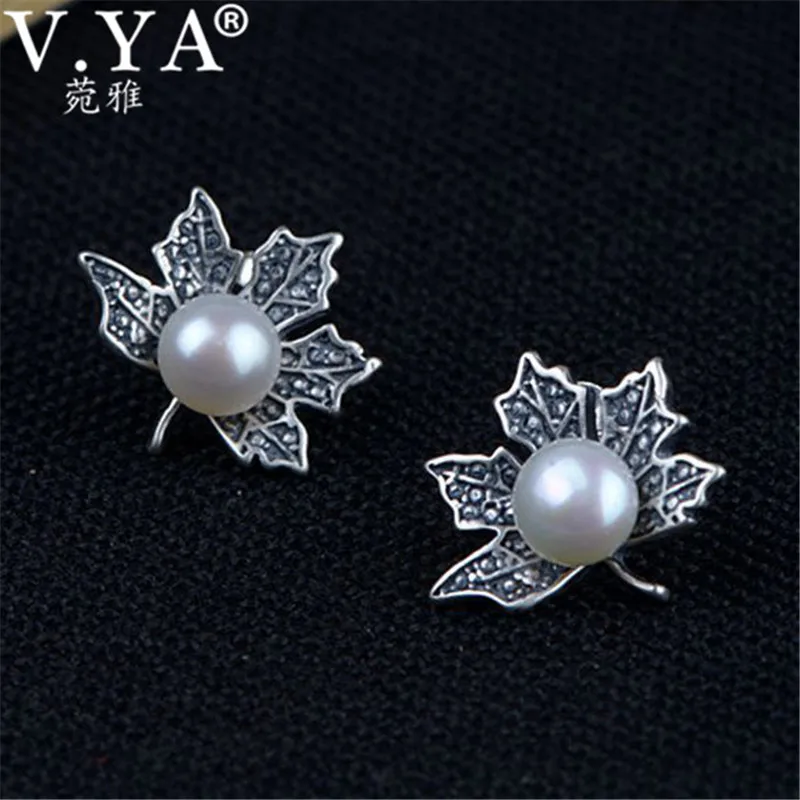 V. YA серьги из натурального пресноводного жемчуга, 925 серебро, кленовый лист, женские серьги, Стерлинговое серебро, ювелирные изделия, подарки