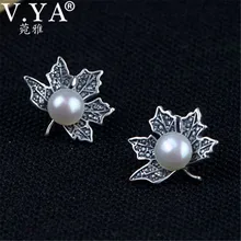 V. YA серьги из натурального пресноводного жемчуга, 925 серебро, кленовый лист, женские серьги, Стерлинговое серебро, ювелирные изделия, подарки